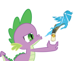 Size: 5890x4710 | Tagged: safe, artist:stewi0001, spike, dragon, g4, absurd resolution, dragon mail, fire, fire breath, letter, male, scroll, simple background, solo, transparent background, twitter