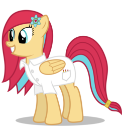 Size: 1024x1054 | Tagged: safe, artist:mrfoxington, oc, oc only, oc:ion, pegasus, pony, clothes, cute, grin, lab coat, simple background, smiling, solo, squee, transparent background, uniform, vector