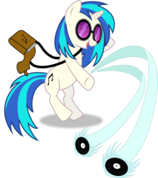 Size: 1600x1799 | Tagged: safe, artist:mrfoxington, dj pon-3, vinyl scratch, pony, g4, ninja, records, simple background, solo, transparent background