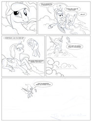 Size: 900x1200 | Tagged: safe, artist:joshcraven, princess luna, scootaloo, g4, cloud, cloudy, comic, monochrome