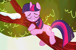 Size: 500x333 | Tagged: safe, screencap, twilight sparkle, pony, unicorn, g4, winter wrap up, animated, female, humping, implied fluttershy, implied fluttertree, implied twishy, out of context, snuggling, solo, tree, twilight cat, unicorn twilight