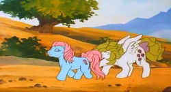 Size: 897x486 | Tagged: safe, screencap, baby cuddles, surprise, g1, my little pony 'n friends, out of context, walking