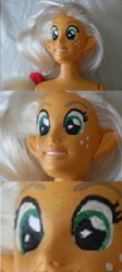 Size: 352x786 | Tagged: safe, applejack, earth pony, anthro, g4, doll, irl, nightmare fuel, photo, tenso, toy