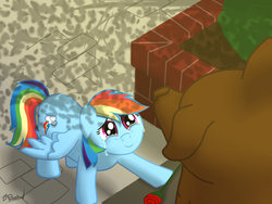 Size: 1280x960 | Tagged: safe, artist:niegelvonwolf, rainbow dash, g4, crying, hachiko, loyalty, sad