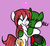 Size: 518x472 | Tagged: safe, artist:jessy, oc, oc:anon, oc:palette swap, earth pony, pony, clothes, duo, eyes closed, female, heart, hug, mare, necktie, ponified, purple background, simple background, smiling, suit