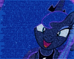 Size: 1280x1030 | Tagged: safe, artist:rinsowaty, princess luna, g4, quote, wall of text