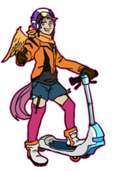 Size: 600x900 | Tagged: artist needed, source needed, safe, scootaloo, human, g4, clothes, female, humanized, scooter, simple background, solo, tailed humanization, transparent background, winged humanization