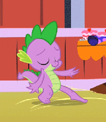 Size: 350x400 | Tagged: safe, screencap, spike, dragon, g4, party of one, season 1, animated, cute, dancing, gif, invisible mare, male, palindrome get, pelvic thrust, solo, spikabetes
