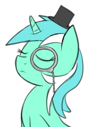 Size: 800x1068 | Tagged: safe, artist:crade, lyra heartstrings, pony, unicorn, g4, eyes closed, fancy, female, hat, mare, monocle, solo, top hat