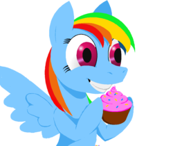 Size: 1002x841 | Tagged: safe, artist:dreadlime, artist:fluffsplosion, rainbow dash, pegasus, pony, g4, cupcake, simple background, solo, transparent background