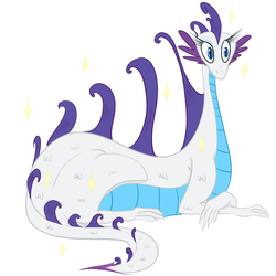 Size: 2000x2000 | Tagged: safe, rarity, dragon, g4, colored, crossed arms, dragoness, dragonified, female, high res, prone, raridragon, simple background, solo, sparkles, species swap, white background