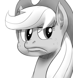 Size: 451x480 | Tagged: safe, artist:sunibee, applejack, earth pony, pony, g4, female, monochrome, solo