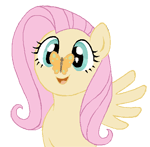 Size: 150x147 | Tagged: safe, artist:elenaboosy, fluttershy, butterfly, pony, g4, animated, cute, female, insect on nose, mare, solo