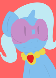 Size: 500x692 | Tagged: dead source, safe, artist:weabootrixie, trixie, pony, g4, female, goggles, necklace, red background, simple background, solo, the kawaii and desu trixie