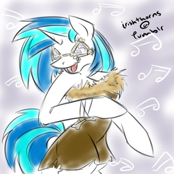 Size: 1280x1280 | Tagged: safe, artist:theirishthorns, dj pon-3, vinyl scratch, anthro, g4, 30 minute art challenge, female, solo