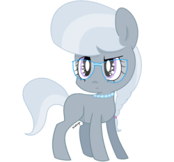 Size: 1650x1536 | Tagged: safe, artist:wisterya, silver spoon, earth pony, pony, g4, female, filly, foal, glasses, missing cutie mark, signature, simple background, solo, transparent background