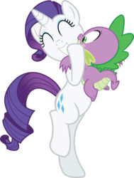 Size: 5198x6865 | Tagged: safe, artist:birthofthepheonix, edit, rarity, spike, dragon, pony, unicorn, g4, the crystal empire, ^^, absurd resolution, bipedal, blushing, cute, eyes closed, female, hug, interspecies, male, mare, raribetes, ship:sparity, shipping, simple background, spikabetes, spikelove, straight, transparent background, vector