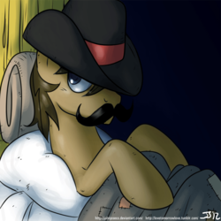 Size: 900x900 | Tagged: safe, artist:johnjoseco, sheriff silverstar, earth pony, pony, g4, bed, male, morning ponies, solo, stallion