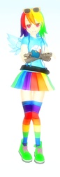 Size: 684x2000 | Tagged: safe, rainbow dash, human, g4, 3d, clothes, female, humanized, rainbow, simple background, skirt, solo, white background, winged humanization