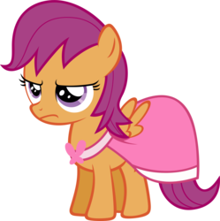Size: 1800x1809 | Tagged: safe, artist:xgsymarley, scootaloo, pegasus, pony, picture perfect pony, g4, clothes, dress, female, filly, foal, scootaloo is not amused, simple background, solo, transparent background, unamused