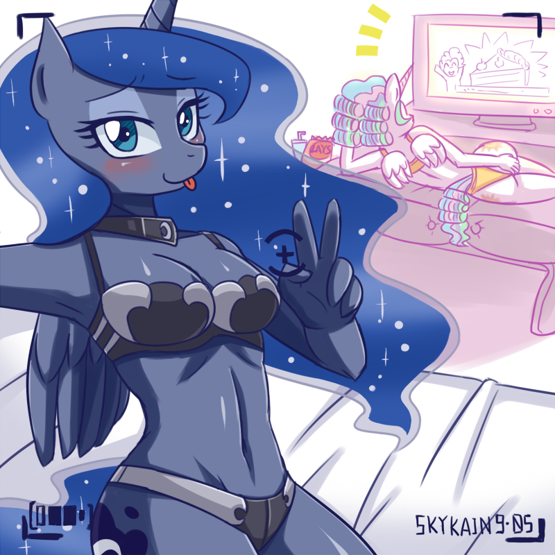 Princess Celestia And Luna Porn - 90627 - alicorn, anthro, armpits, artist:skykain, bedroom ...