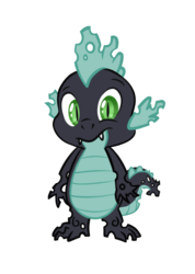 Size: 641x900 | Tagged: safe, artist:averagedraw, spike, changeling, g4, changelingified, simple background, solo, species swap, transparent background