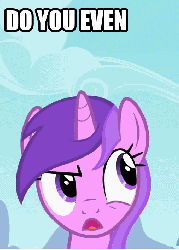 Size: 509x707 | Tagged: safe, edit, edited screencap, screencap, amethyst star, sparkler, pony, unicorn, g4, the mysterious mare do well, amethyst star is not amused, animated, background pony, brony, caption, cropped, do you even watch the show?, female, image macro, impact font, mare, reaction image, solo