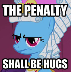 Size: 325x329 | Tagged: safe, rainbow dash, g4, close-up, dashie antoinette, hug, image macro, penalty, powdered wig, wig