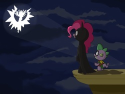 Size: 1600x1200 | Tagged: safe, artist:raph13th, pinkie pie, spike, g4, batman, duo, parody