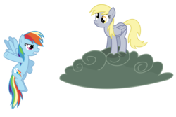 Size: 4500x3000 | Tagged: safe, artist:atoklanzeros, derpy hooves, rainbow dash, pegasus, pony, g4, female, mare, rainbow dash is not amused, unamused