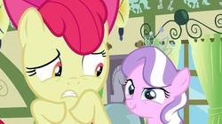 Size: 1152x647 | Tagged: safe, screencap, apple bloom, diamond tiara, earth pony, pony, family appreciation day, g4, female, filly, foal, scrunchy face