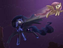 Size: 874x668 | Tagged: dead source, safe, artist:sip, fluttershy, nightmare moon, g4