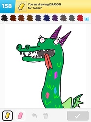 Size: 500x667 | Tagged: safe, artist:drawsomeponies, crackle, dragon, g4, draw something, tongue out