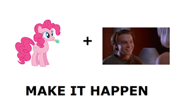 Size: 1337x796 | Tagged: safe, pinkie pie, g4, all caps, exploitable meme, make it happen, meme, meta, the room