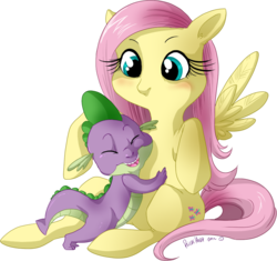 Size: 879x826 | Tagged: safe, artist:richihart, fluttershy, spike, dragon, pegasus, g4, female, male, mare, ship:flutterspike, shipping, simple background, straight, transparent background