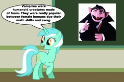 Size: 887x588 | Tagged: safe, lyra heartstrings, g4, chalkboard, count von count, human studies101 with lyra, meme, photo, sesame street