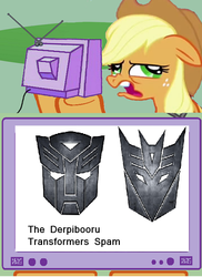 Size: 727x1001 | Tagged: safe, applejack, earth pony, pony, g4, exploitable meme, meme, transformers, tv meme