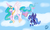 Size: 1500x900 | Tagged: safe, artist:lilmandarin, princess celestia, princess luna, alicorn, pony, g4, cloud, cloudy, flying, royal sisters, s1 luna, siblings, sisters, sky