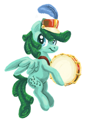Size: 744x1058 | Tagged: safe, artist:needsmoarg4, medley, pegasus, pony, g1, g4, digital painting, drums, female, g1 to g4, generation leap, mare, musical instrument, simple background, solo, white background