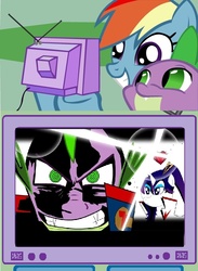 Size: 564x771 | Tagged: safe, rainbow dash, spike, pony, g4, exploitable meme, kittan bachinka, meme, tengen toppa gurren lagann, tv meme, yoko ritona