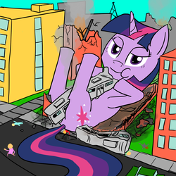 Size: 1000x1000 | Tagged: safe, artist:rapidstrike, twilight sparkle, human, pony, g4, butt, female, fetish, giant pony, giantess, macro, plot, train, twipred, vore