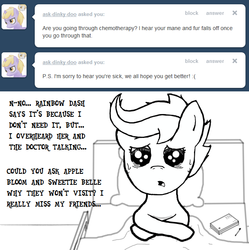 Size: 638x640 | Tagged: safe, artist:coolstorybrony, scootaloo, g4, 3ds, ask, cancer, crying, hospital, sad, scootaleukemia, tumblr