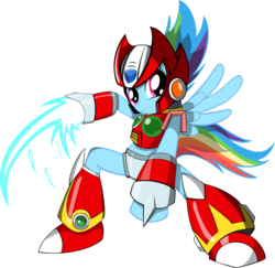 Size: 1600x1554 | Tagged: safe, artist:rorycon, rainbow dash, g4, mega man (series), zero