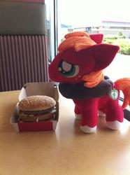 Size: 716x960 | Tagged: artist needed, safe, big macintosh, earth pony, pony, g4, big mac (burger), food, irl, male, mcdonald's, namesake, photo, plushie, pun, stallion, visual pun