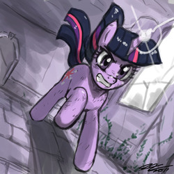 Size: 900x900 | Tagged: safe, artist:johnjoseco, twilight sparkle, pony, unicorn, g4, angry, dutch angle, female, magic, mare, solo, unicorn twilight