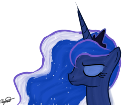 Size: 900x762 | Tagged: safe, artist:herbsmoker, princess luna, pony, g4, eyes closed, female, simple background, solo