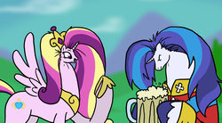 Size: 2000x1104 | Tagged: safe, artist:professor-ponyarity, princess cadance, shining armor, g4, tiny heads