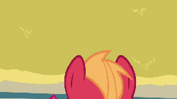 Size: 720x405 | Tagged: safe, screencap, apple bloom, big macintosh, earth pony, pony, g4, hearts and hooves day (episode), animated, duo, eyes closed, hearts and hooves day, hopping, male, stallion