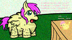 Size: 640x358 | Tagged: safe, artist:fillialcacophony, fluffy pony, fluffy pony foal, fluffy pony mother, fluffyshy, gif, non-animated gif