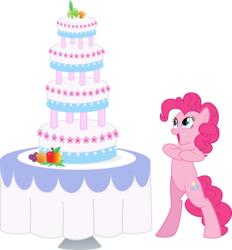 Size: 3820x4121 | Tagged: safe, artist:emberfiremane, pinkie pie, earth pony, pony, g4, bipedal, cake, high res